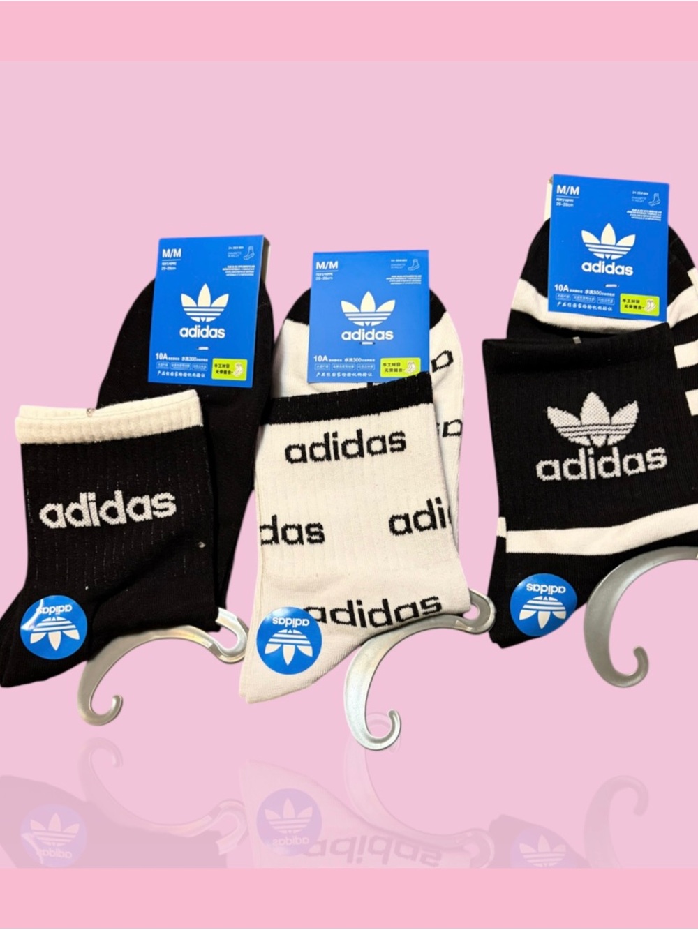 adidas Men’s Black & White Logo Crew Socks Variety Pack